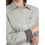 Cinch Women's Olive Stripe Tencel Shirt