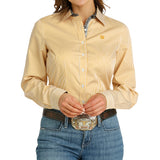 Women's Tencel Stripe Button Down Long Sleeve by Cinch