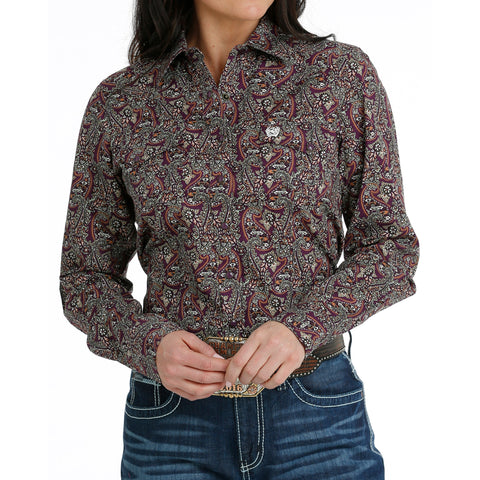 Cinch Women's Purple Paisley Long Sleeve