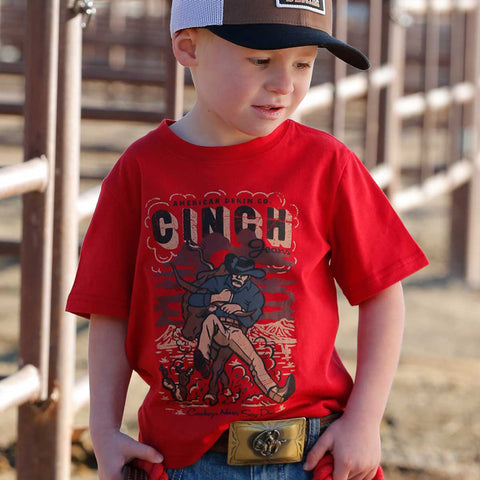 Cinch Toddler Steer Wrestling Tee Red