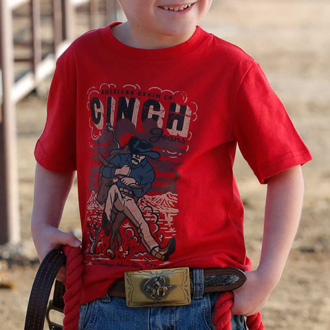 Cinch Kid's Red Steer Wrestling Tee