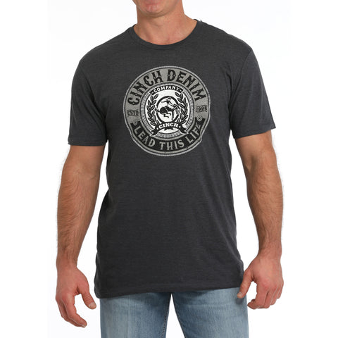 Navy T-Shirt with a Circle Cinch Denim Lead This Life Graphic