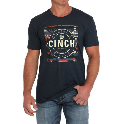 Navy T-shirt with an Aztec Cinch Logo on the Chest