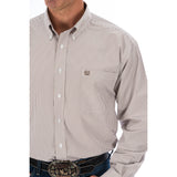 Cinch Men's Khaki & White Stripe Long Sleeve