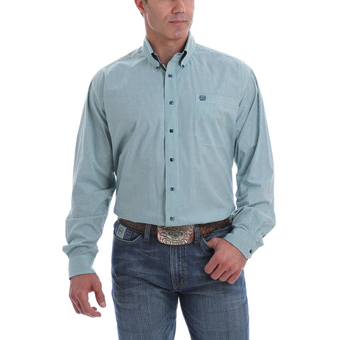 Cinch Men's Mint & Navy Micro Stripe Long Sleeve