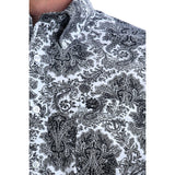 Cinch Men's Black & White Damask Print Long Sleeve