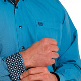 Cinch Men's Turquoise Striped Long Sleeve Shirt