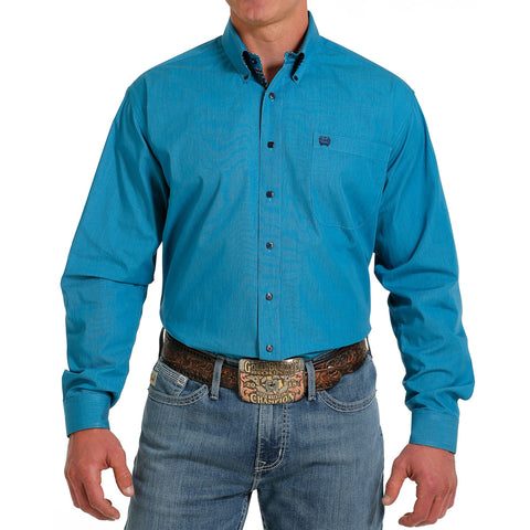 Cinch Men's Turquoise Striped Long Sleeve Shirt