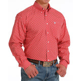 Cinch Men's Red Geometric Print Long Sleeve