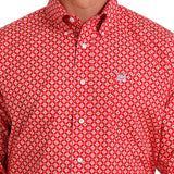 Cinch Men's Red Geometric Print Long Sleeve