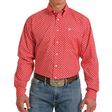 Cinch Men's Red Geometric Print Long Sleeve