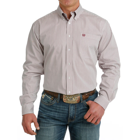 Cinch Men's White Stripe Long Sleeve