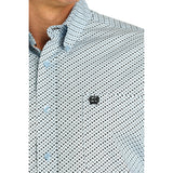 Cinch Men's Light Blue Geometric Print Long Sleeve