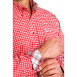 Cinch Men's Red Geo Print Long Sleeve