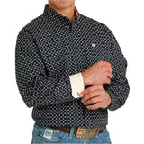 Cinch Men's Navy Geo Print Long Sleeve Shirt