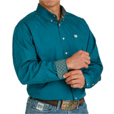 Cinch Men's Solid Teal Long Sleeve Shirt