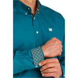 Cinch Men's Solid Teal Long Sleeve Shirt