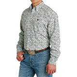 Cinch Men's White & Green Paisley Long Sleeve