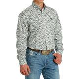 Cinch Men's White & Green Paisley Long Sleeve