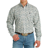 Cinch Men's White & Green Paisley Long Sleeve