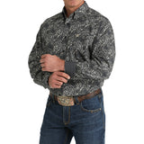 Men's Black Paisley Long Sleeve Button Down by Cinch