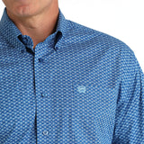 Cinch Men's Royal Geometric Long Sleeve Shirt