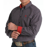 Cinch Men's Navy & Red Plaid Long Sleeve Shirt