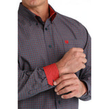 Cinch Men's Navy & Red Plaid Long Sleeve Shirt