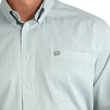 Cinch Men's Green and White Striped Shirt