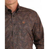 Cinch Men's Brown Paisley Long Sleeve