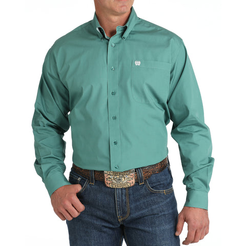 Cinch Men's Solid Green Long Sleeve Shirt