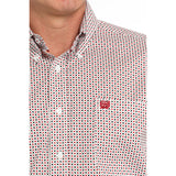 Cinch Men's White Geometric Print Button Down