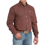 Cinch Men's Dark Red Geo Print Shirt- Navy