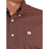 Cinch Men's Dark Red Geo Print Shirt- Navy