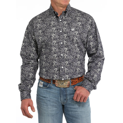 Muti Paisley Button-up Long Sleeve Shirt with Single Pocket