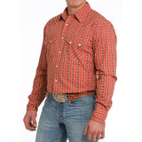 Cinch Men's Orange Floral Stripe Shirt