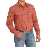 Cinch Men's Orange Floral Stripe Shirt