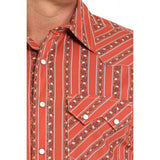 Cinch Men's Orange Floral Stripe Shirt