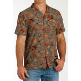 Cinch Men's Brown Cow Camp Short Sleeve