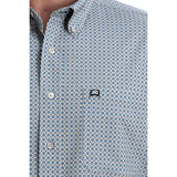 Cinch Men's Light Blue Geo Print Short Sleeve