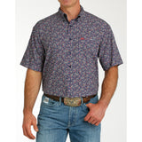 Cinch Men's Navy Print Short Sleeve