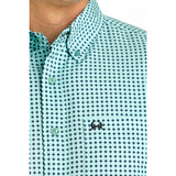 Cinch Turquoise Print Short Sleeve Button Down