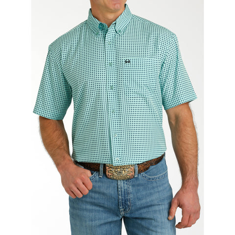 Cinch Turquoise Print Short Sleeve Shirt