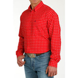 Cinch Men's Red Print Long Sleeve