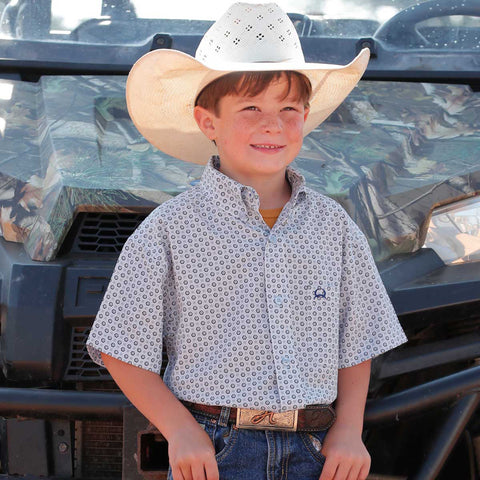 Cinch Boy's Light Blue Print Short Sleeve