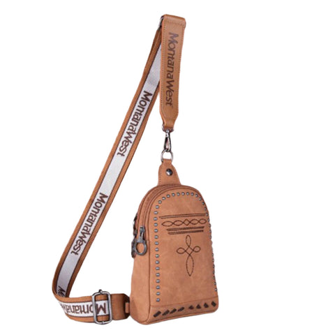 Montana West Brown Boot Stitch Crossbody