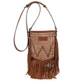 Montana West Wrangler Light Brown Fringe Denim Pocket Crossbody