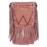 Montana West Wrangler Pink Fringe Denim Pocket Crossbody