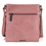 Montana West Wrangler Pink Fringe Denim Pocket Crossbody