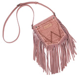 Montana West Wrangler Pink Fringe Denim Pocket Crossbody